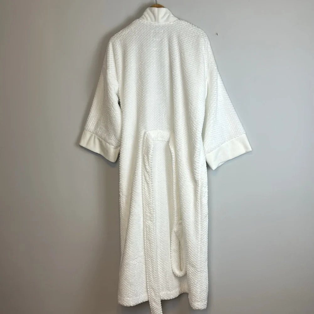 NEW Keiki Co. Luxury Long Spa Robe SM White Plush Kimono Style Bathrobe USA Made - Picture 10 of 16